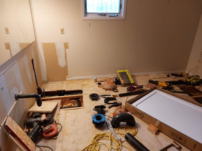 Before: Ensuite: gutted to finished